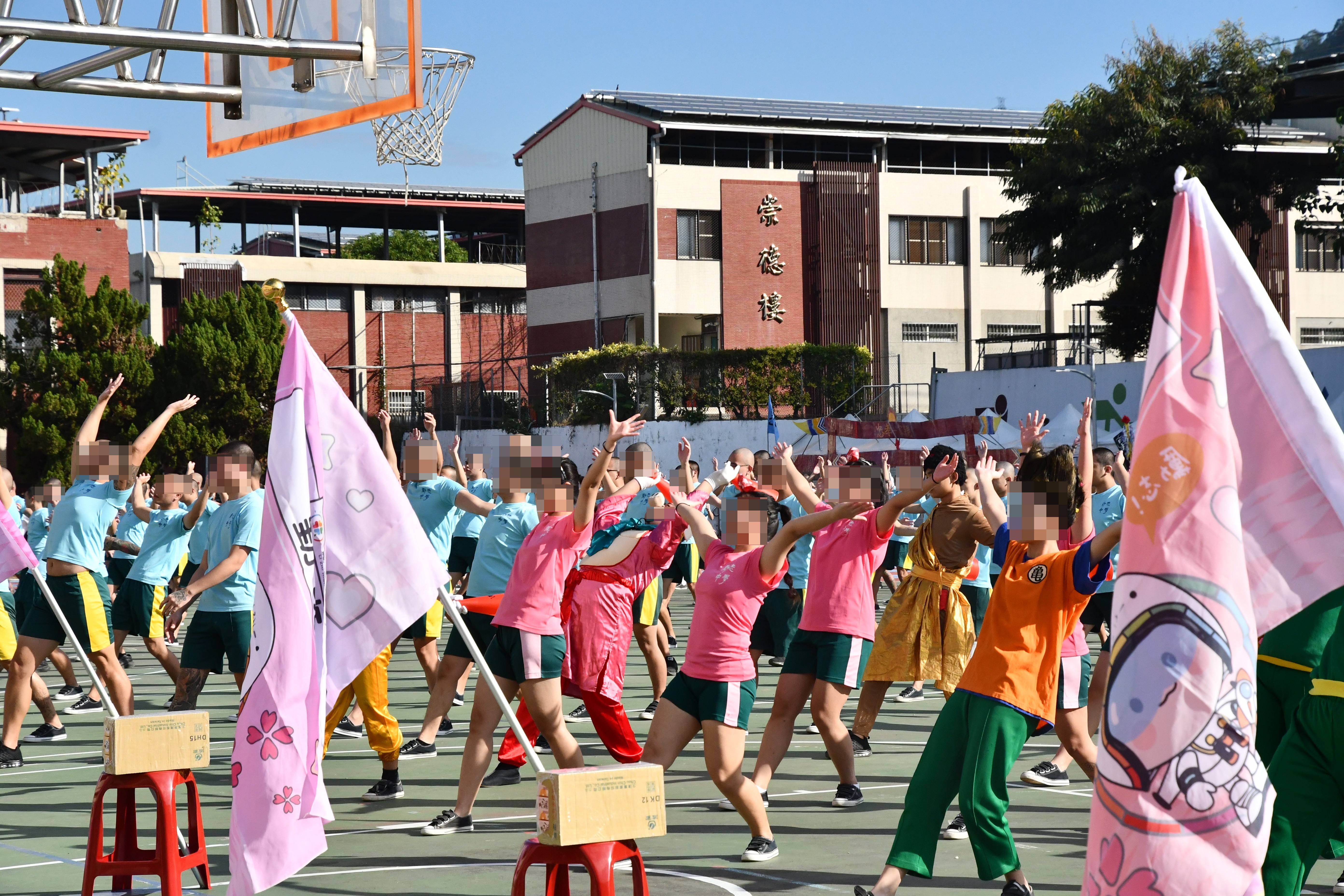 300 students doing health exercises - 2